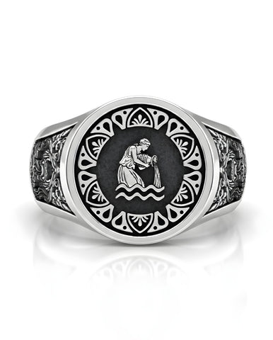 Anillo Acuario – El Portador de la Nueva Era | Plata de Autor con Relieve