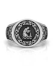 Anillo Acuario – El Portador de la Nueva Era | Plata de Autor con Relieve