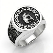 Anillo Acuario – El Portador de la Nueva Era | Plata de Autor con Relieve