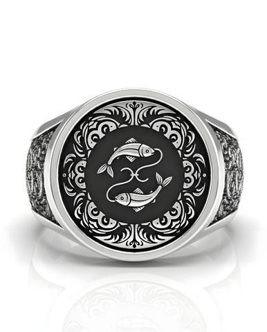 Anillo Piscis – La Profundidad del Océano | Plata de Autor con Relieve