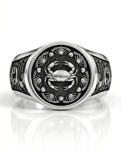 Anillo Cáncer – El Poder de la Luna | Plata de Autor con Relieve