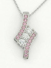 Collar Sendero Rosé de Sejem Joyas. Diseño vertical en plata 925 con zirconias blancas centrales y laterales rosas sobre fondo blanco.